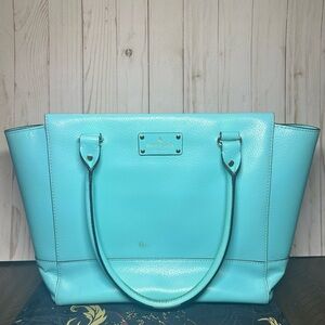 Kate Spade Turquoise Leather Tote Bag